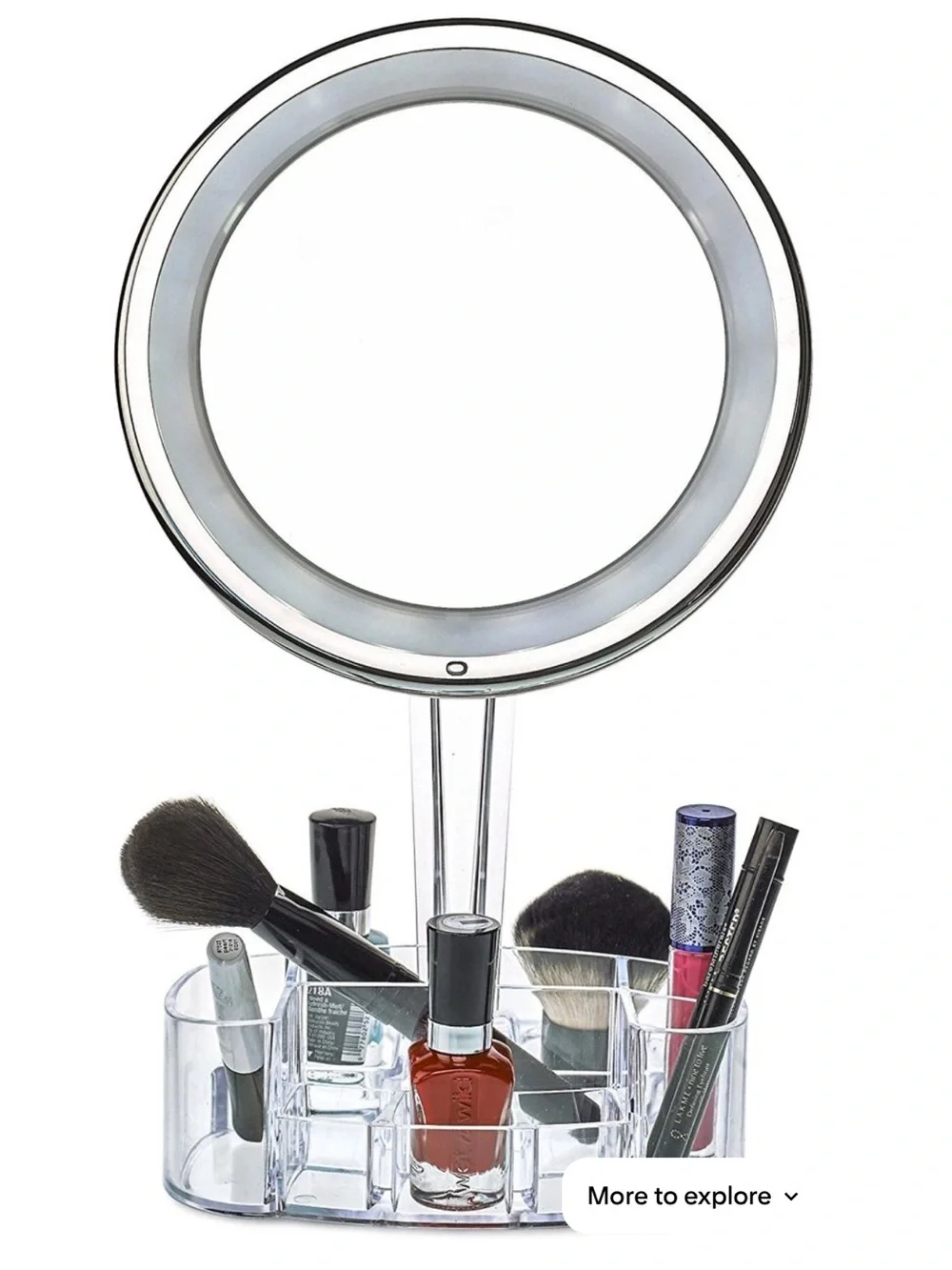 Daisi 7X Magnifying Lighted Makeup Mirror With Cosmetic Organizer